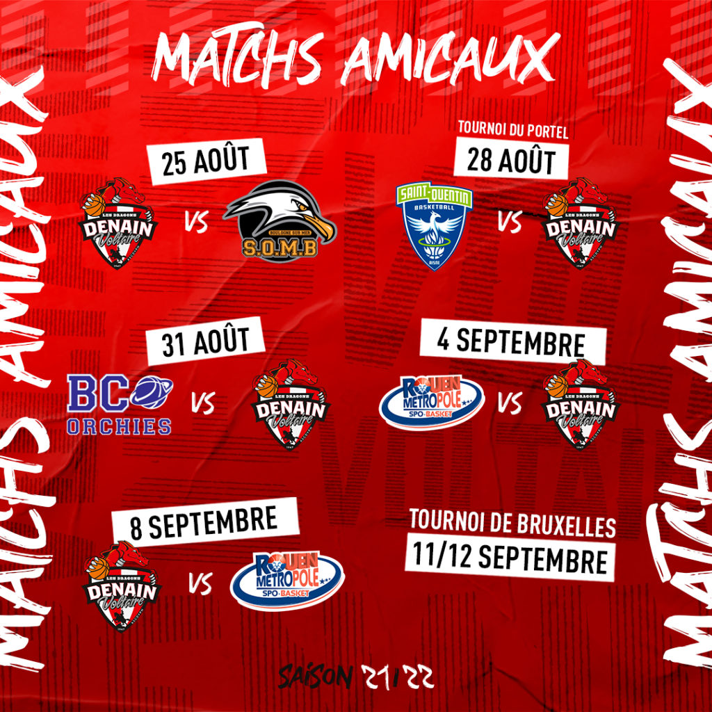 Calendrier Matchs Amicaux – Denain Voltaire Basketball